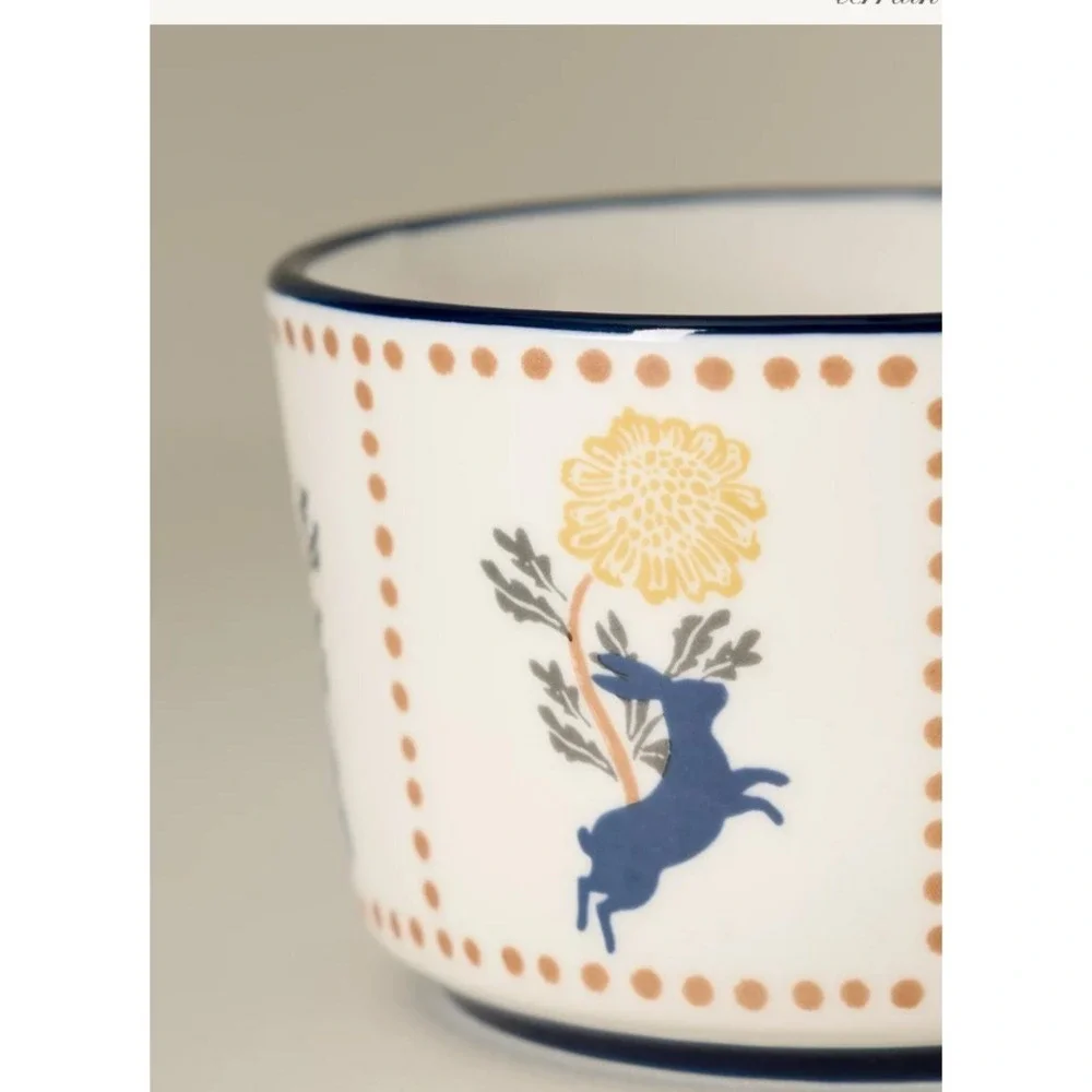 Anthropologie Millie Stoneware Berry Basket Bowl Rabbit Refrigerator‎ Farmhouse